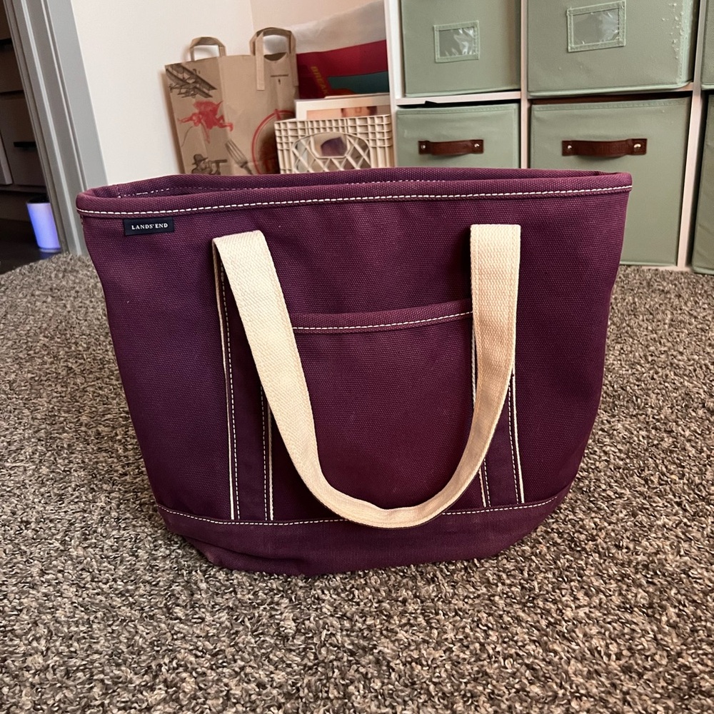 Lands' End Purple Canvas Tote Bag